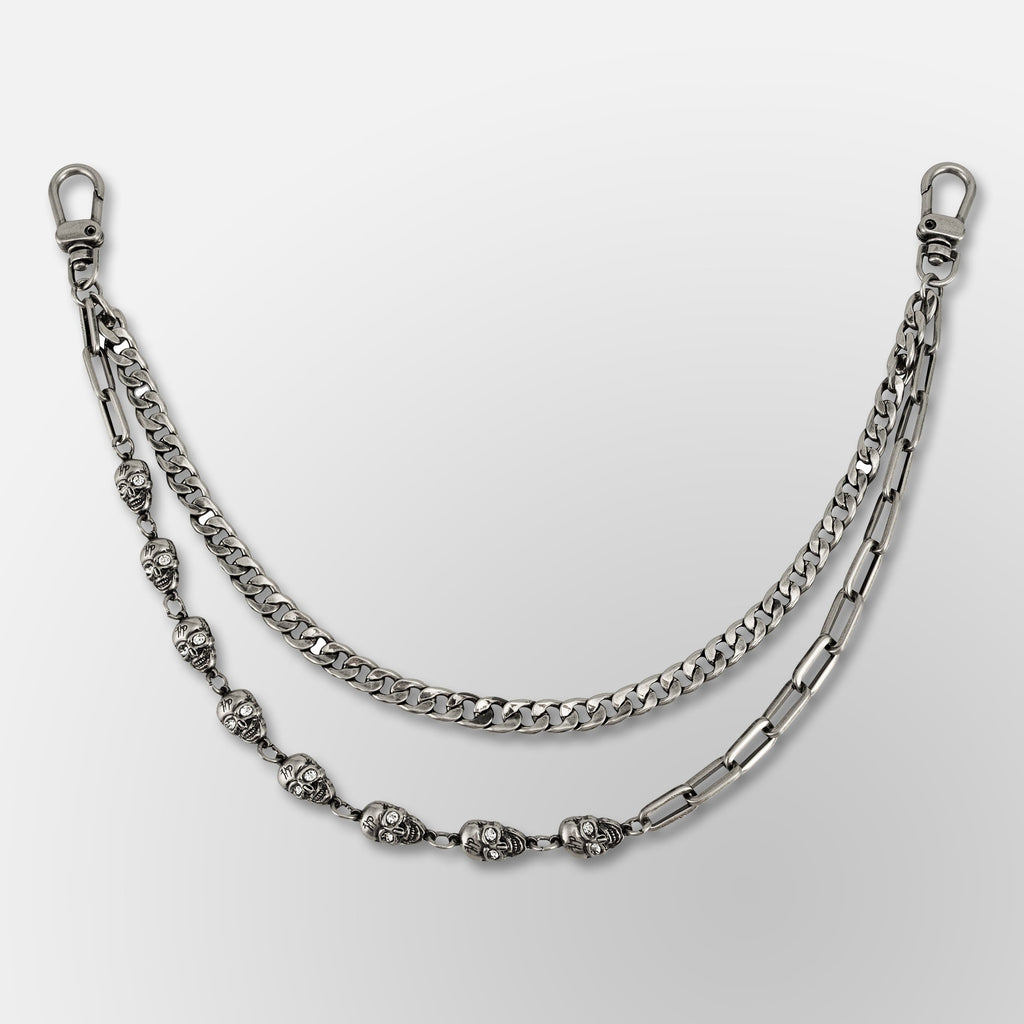 Paperclip Link Hp Skull Link Cuban Chain Link- Double Wallet Chain