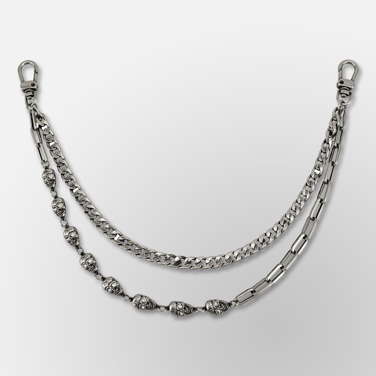 Paperclip Link Hp Skull Link Cuban Chain Link- Double Wallet Chain