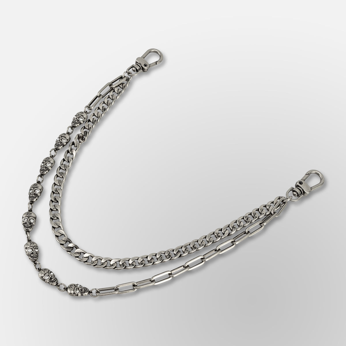 Paperclip Link Hp Skull Link Cuban Chain Link- Double Wallet Chain