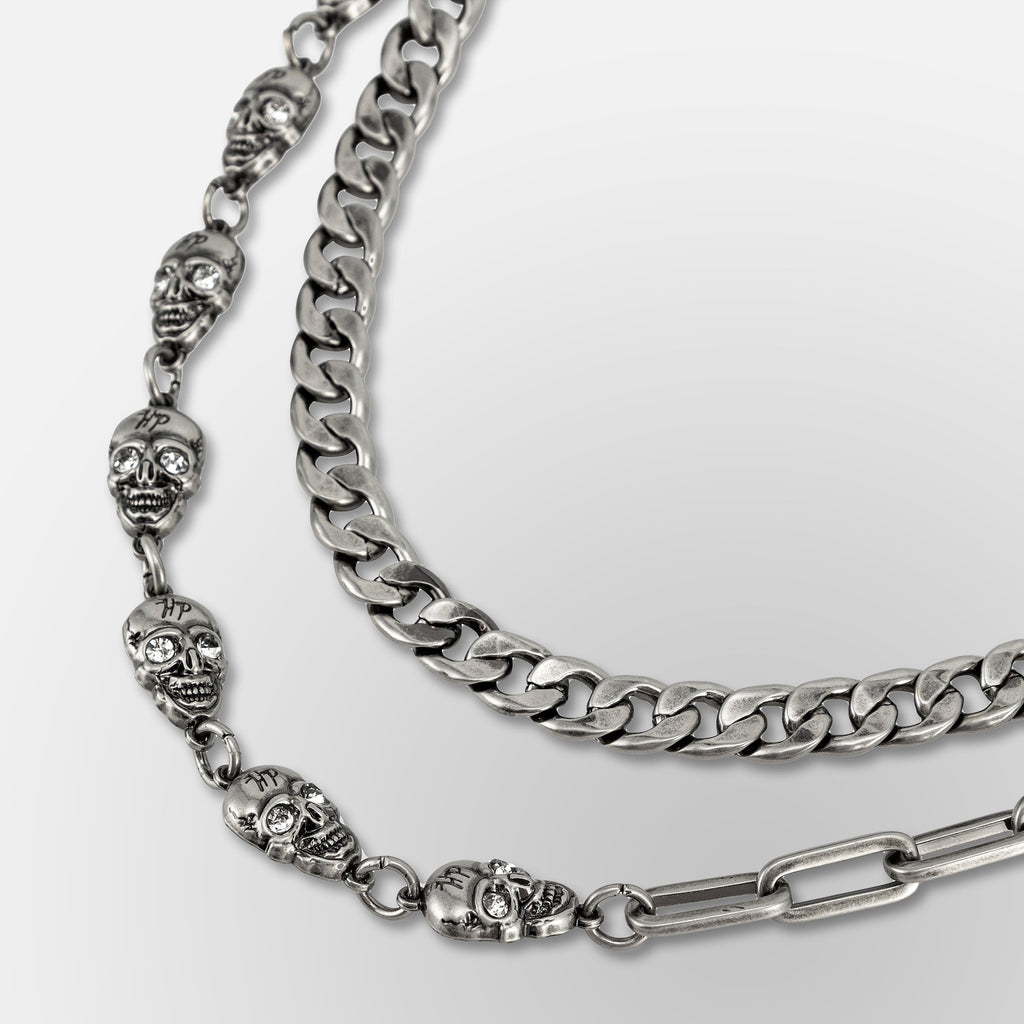 Paperclip Link Hp Skull Link Cuban Chain Link- Double Wallet Chain