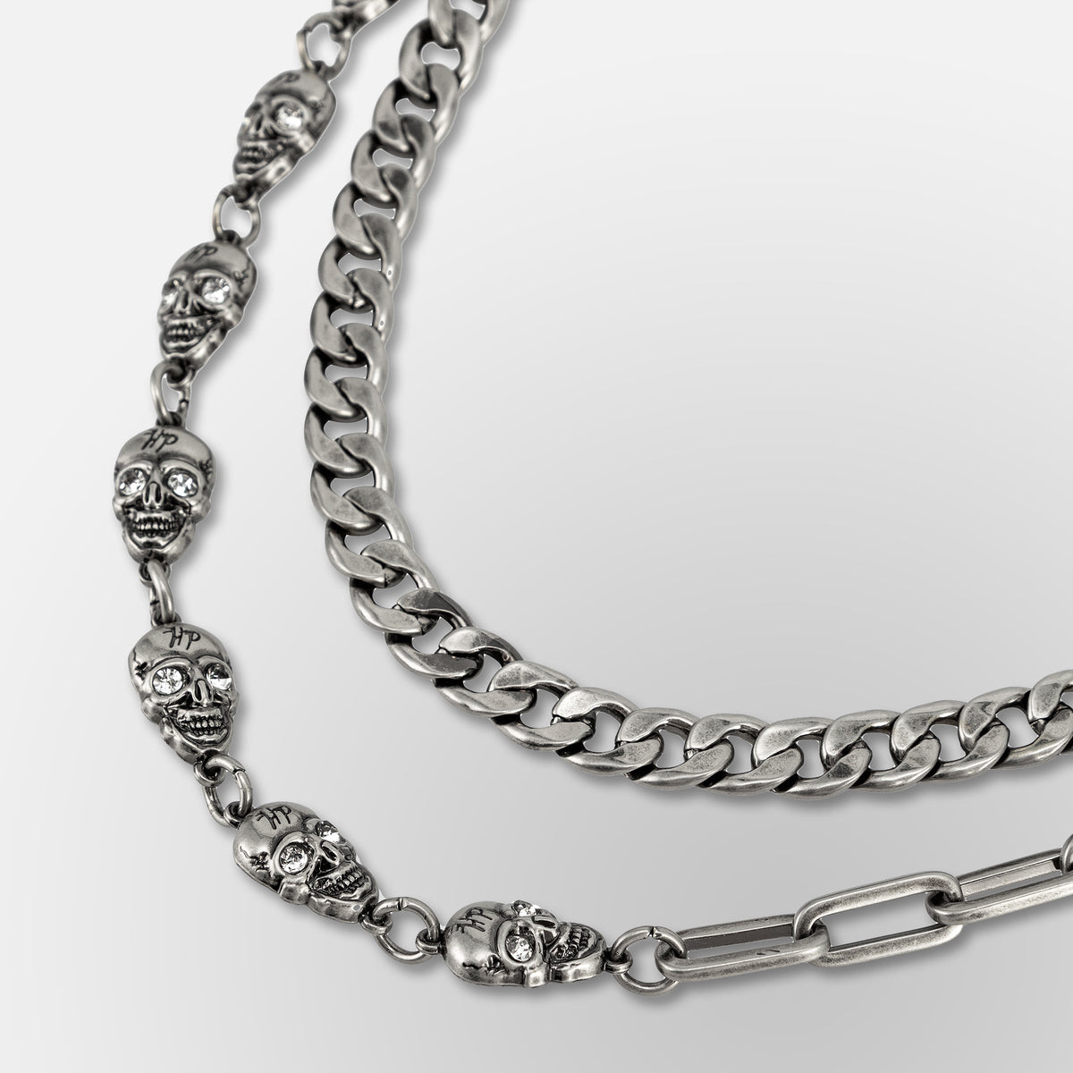 Paperclip Link Hp Skull Link Cuban Chain Link- Double Wallet Chain