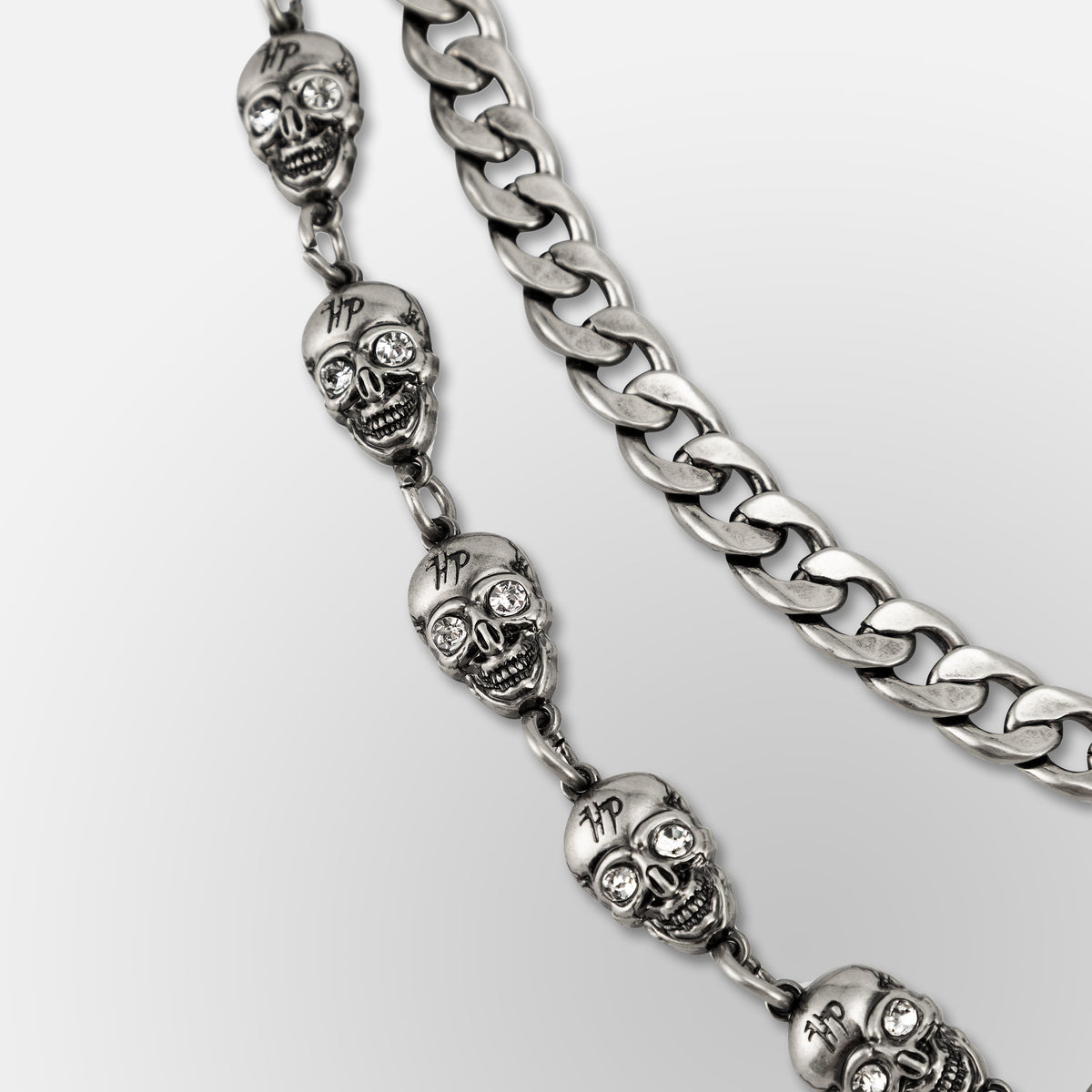 Paperclip Link Hp Skull Link Cuban Chain Link- Double Wallet Chain