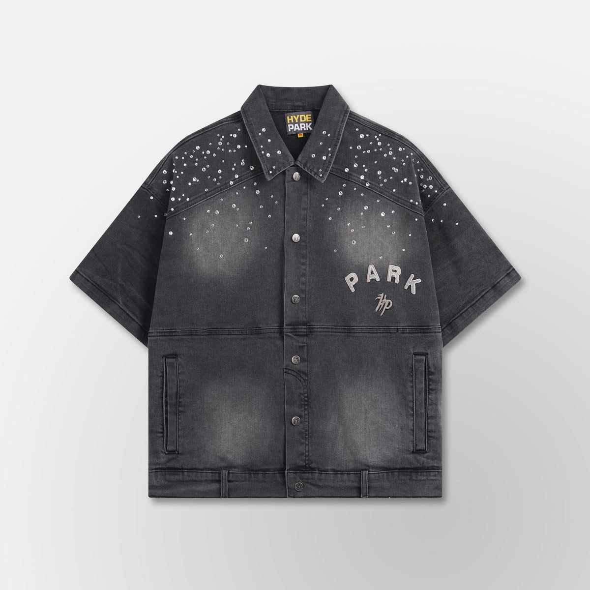 Studded Park Denim Work Shirt - Black