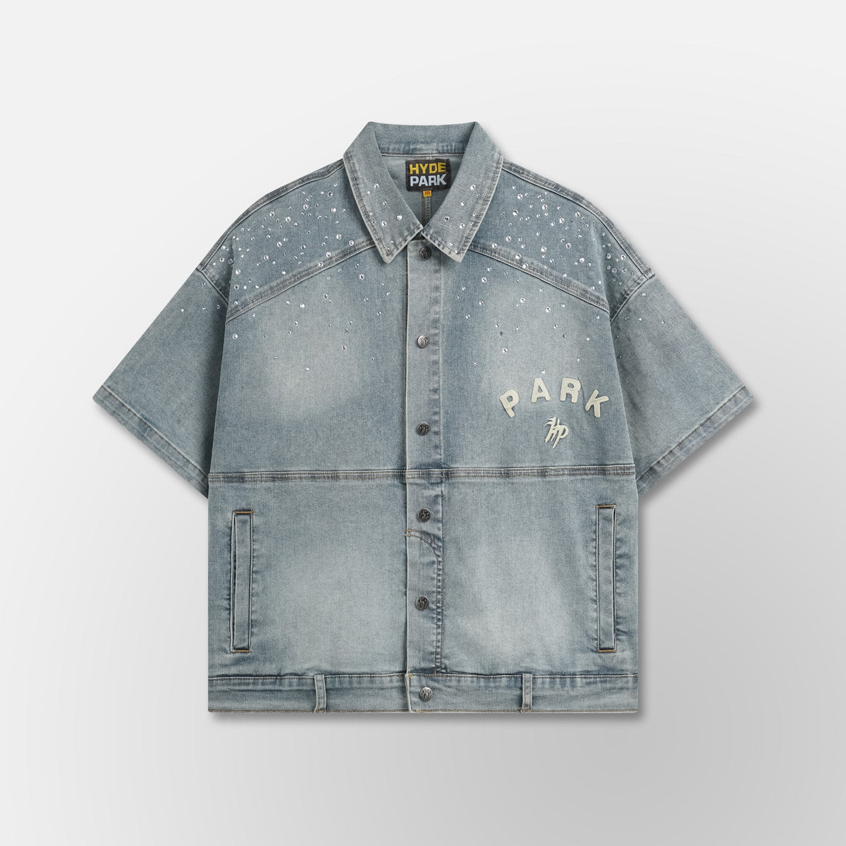 Studded Park Denim Work Shirt - Blue