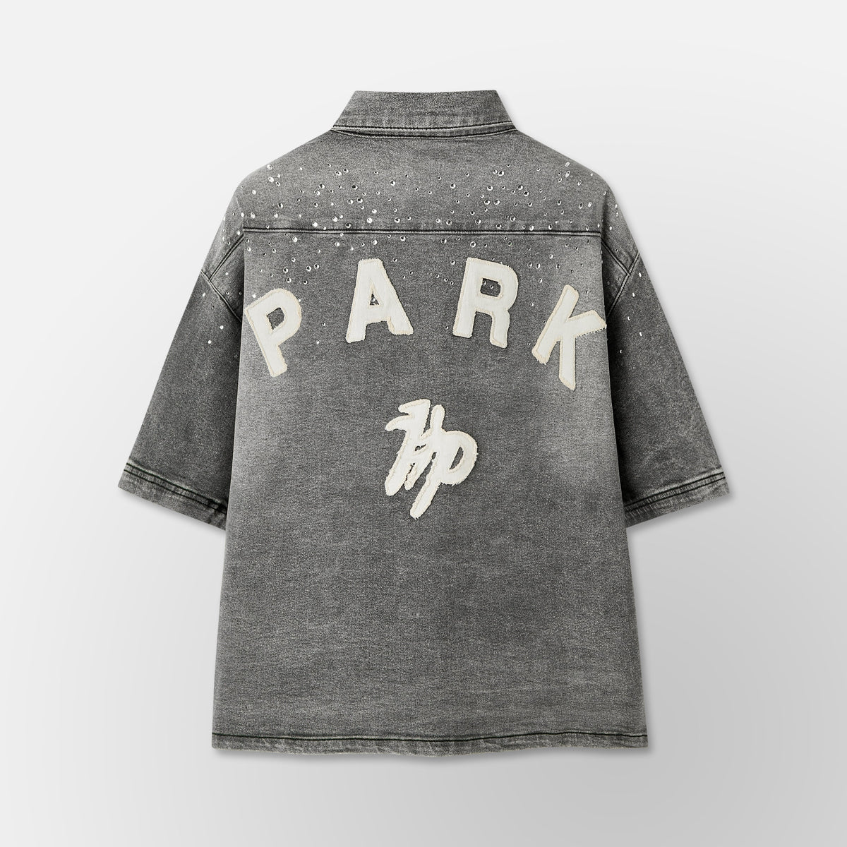 Studded Park Denim Work Shirt- Grey